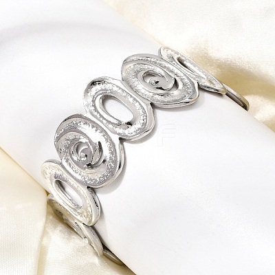 Hammered 304 Stainless Steel Cuff Bangles for Women BJEW-T030-02P-1