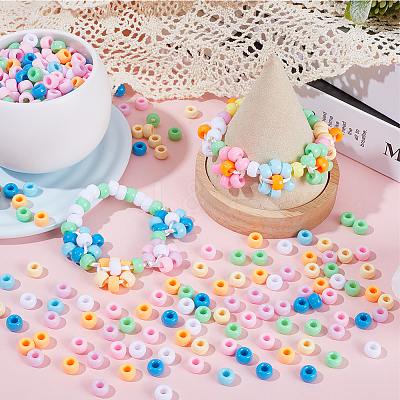 800Pcs 8 Colors Opaque Plastic Beads KY-SC0001-87-1