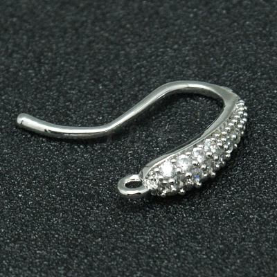 Brass Micro Pave Cubic Zirconia Earring Hooks X-ZIRC-K018-01P-1