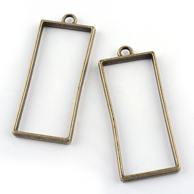 Rack Plating Alloy Rectangle Open Back Bezel Pendants X-PALLOY-S047-11F-FF-1