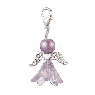 Angel Acrylic & Glass Pearl Pendant Decoration HJEW-JM02364-01-1