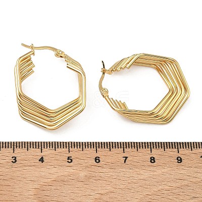 Multilayer Polygon 201 Stainless Steel Hoop Earrings EJEW-D354-06G-1