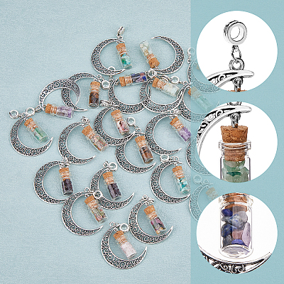 2 Sets Alloy Moon European Dangle Charms PALLOY-FI0001-03-1