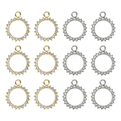 12Pcs Alloy Rhinestone Pendants FIND-YW0007-95G-1