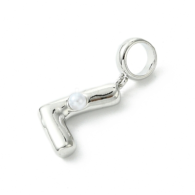 Rack Plating Brass with ABS Plastic Pearl European Dangle Charms KK-G501-02L-P-1