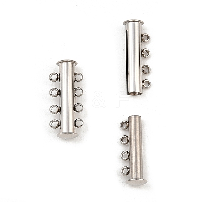 Non-Tarnish 4-Strands 304 Stainless Steel Slide Lock Clasps LS-STAS-H402-35P-01-1