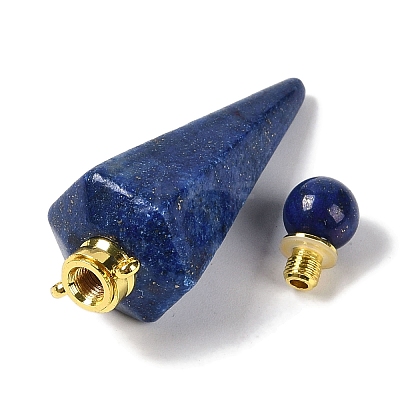 Dyed Natural Lapis Lazuli Faceted Cone Openable Perfume Bottle Big Pendants G-L524-18G-09-1