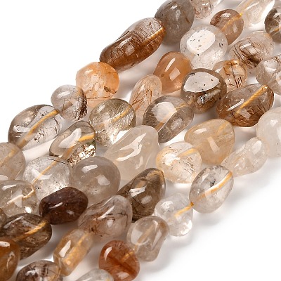 Natural Gold Rutilated Quartz Beads Strands G-P568-C09-01-1