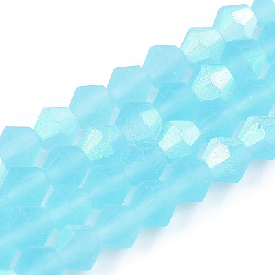 Imitate Austrian Crystal Bicone Frosted Glass Beads Strands GLAA-F029-TM2mm-A20-1