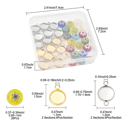 16Pcs 4 Styles Stainless Steel Pendant Cabochon Settings STAS-FS0001-79-1