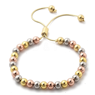 Long-Lasting Plated Brass Beads Slider Bracelets for Women BJEW-K268-03-1