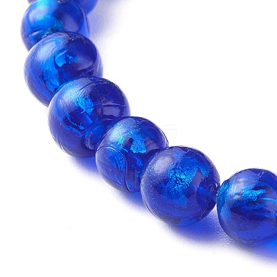 Handmade Silver Foil Glass Beaded Stretch Bracelets BJEW-JB06464-1