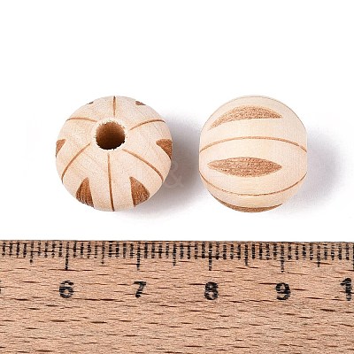 Natural Schima Wood European Beads WOOD-Q001-01-1