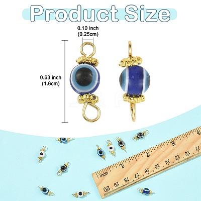 20Pcs Resin Evil Eye Round Bead with 304 Stainless Steel Connector Charms PALLOY-FS00071-01-1