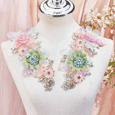 Polyester with Rhinestone  Clothing Patches DIY-WH20010-31-1