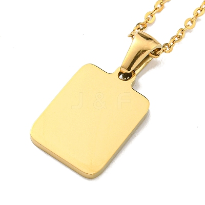 Ion Plating(IP) Rectangle with Initial Letter 304 Stainless Steel Pendant Necklace X-NJEW-R265-04G-S-1