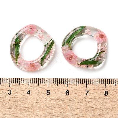 Inner Dried Flower Transparent Resin Ring Pendants RESI-A043-07C-1