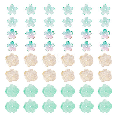 100Pcs 4 Styles Baking Paint Transparent Glass Bead Caps DGLA-TA0001-46-1