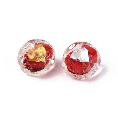 Handmade Gold & Silver Foil Glass Beads FOIL-Q003-01G-1