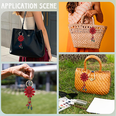 Leather and Alloy Keychain HJEW-WH20022-04B-03-1