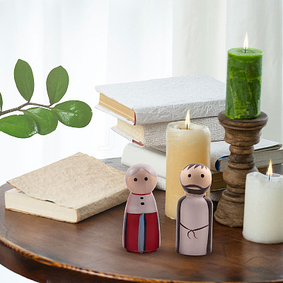 20Pcs 2 Styles Unfiished Wood Peg Dolls DJEW-BC0001-30-1
