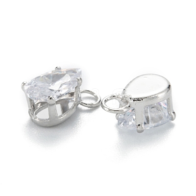 Brass Clear Cubic Zirconia Charms ZIRC-G170-13P-1