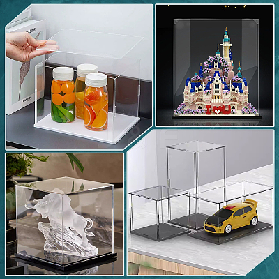 Acrylic Minifigure Display Cases with Black Base ODIS-WH0030-314A-1
