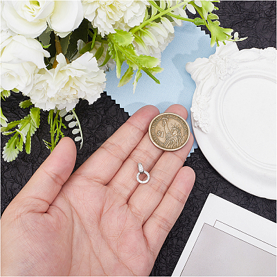 2Pcs Rack Plating 925 Sterling Silver Micro Pave Clear Cubic Zirconia Enhancer Shortener Bails STER-BBC0009-35-1
