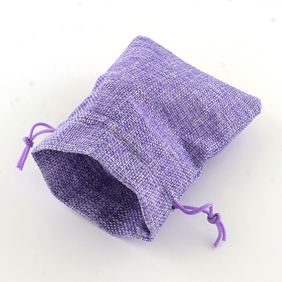 Polyester Imitation Burlap Packing Pouches Drawstring Bags ABAG-R004-14x10cm-08-1