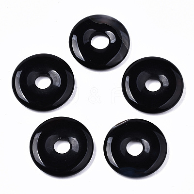 Natural Black Agate Pendants G-S364-074A-1
