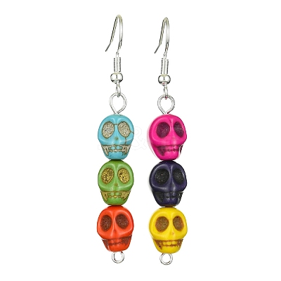 Dyed Synthetic Turquoise Dangle Earrings EJEW-JE05376-01-1