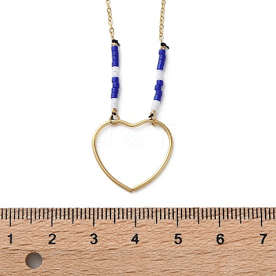 304 Stainless Steel & Blue Glass Beads Pendant Necklaces for Women NJEW-A045-26B-G-1
