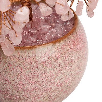 Natural Rose Quartz Chips Tree of Life Display Decorations GG-CBACC2B-02B-1