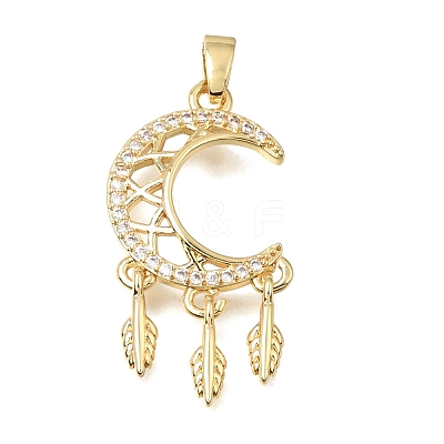 Brass Micro Pave Clear Cubic Zirconia Pendants KK-C263-26A-G-1