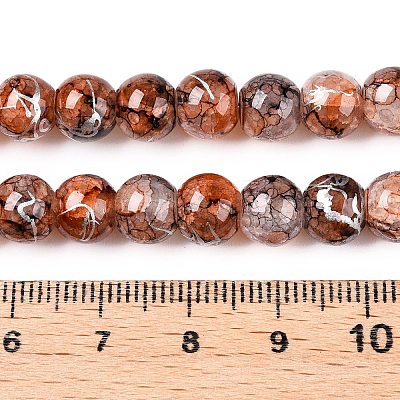 Drawbench Crackle Glass Beads Strands GLAA-N006-8mm-07-1