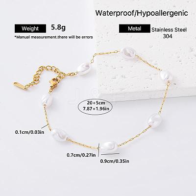 304 Stainless Steel Imitation Pearl Beaded Chain Bracelets for Women LH6839-5-1