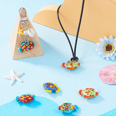 5Pcs 5 Colors Handmade Lampwork Pendants LAMP-TA0002-67D-1