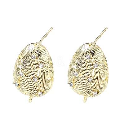 Brass Micro Pave Clear Cubic Zirconia Stud Earring Findings KK-Z106-02G-02-1