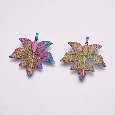 Autumn Theme Natural Leaf Pendants KK-F747-F-1