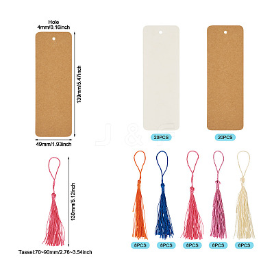 40Pcs 2 Colors Paper Blank Bookmarks AJEW-TA0003-12-1