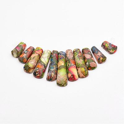 Assembled Gold Line and Imperial Jasper Beads Strands G-P298-K04-1
