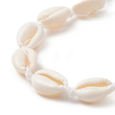 Natural Shell & Synthetic Turquoise Braided Bead Bracelet for Women BJEW-JB09245-02-1
