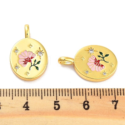 Rack Plating Brass Micro Pave Clear Cubic Zirconia Pendants KK-M293-30G-1