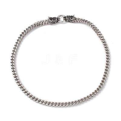 Non-Tarnish 304 Stainless Steel Wheat Chains Necklace with Dragon Clasps for Men Women NJEW-E155-05P-1