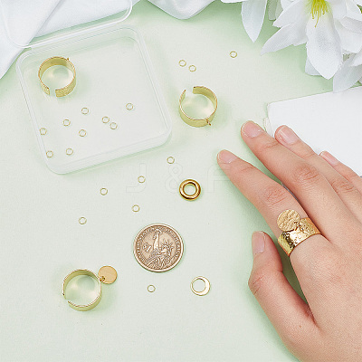 DIY Flat Round Charms Cuff Ring Making Kit DIY-DR0001-22G-1