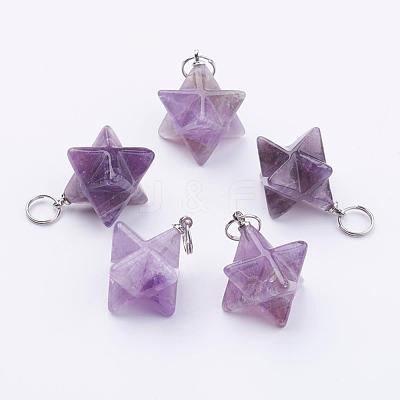 Natural Amethyst Pendants G-E398-01B-1