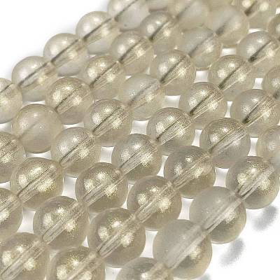 Frosted Transparent Glass Bead Strands GLAA-P065-8mm-01-1