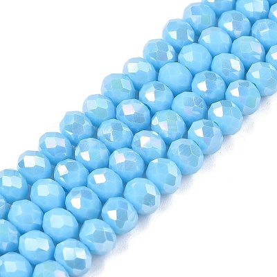 Electroplate Glass Beads Strands EGLA-A044-P6mm-B08-1