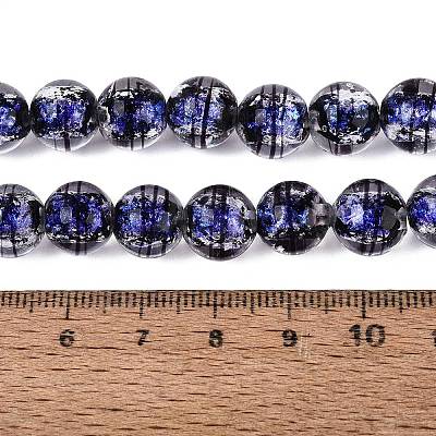 Handmade Foil Glass Lampwork Beads Strands FOIL-Q002-09A-1