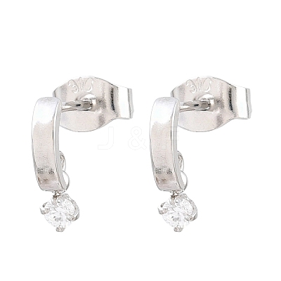 304 Stainless Steel Pave Single Cubic Zirconia Stud Earrings for Women SA-CBAB549-05P-1